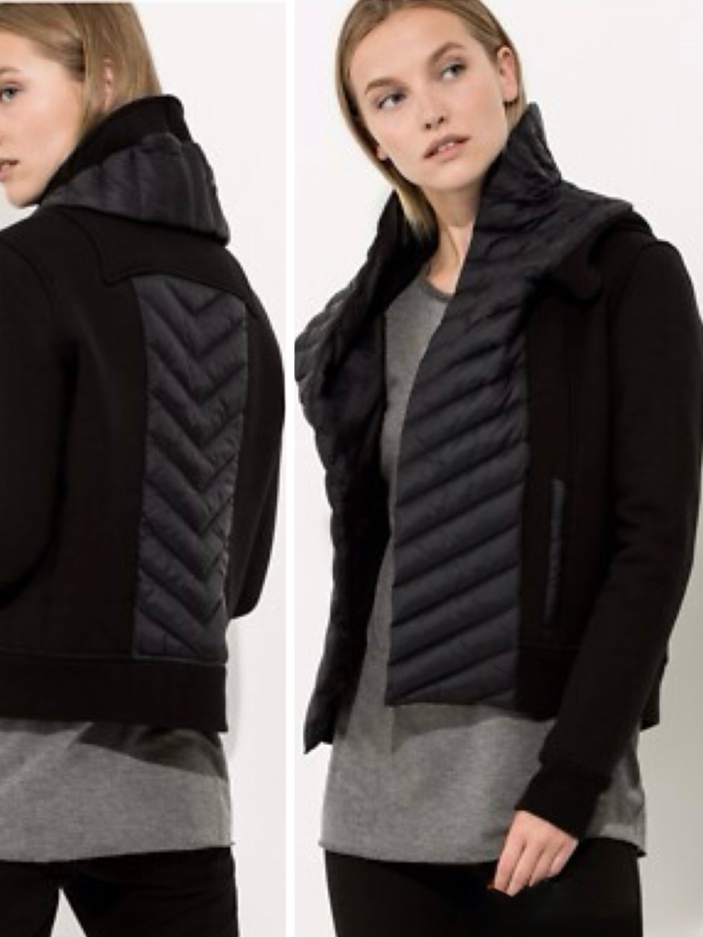 KIT & ACE Ella Wrap Jacket Black Cashmere Blend/ Down Puffer Coat